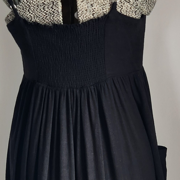 Linen Button front Catina midi dress by Buffalo David Bitton Sz M Black - Picture 6 of 14